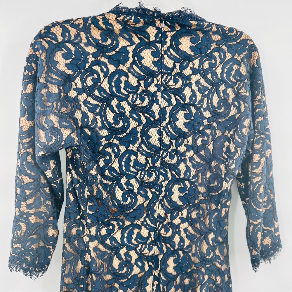 Tadashi Shoji Blue lace dress half sleeve size 4 - Picture 6 of 7